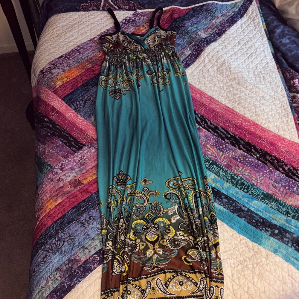 Bailey Blue Teal and Black Maxi Dress